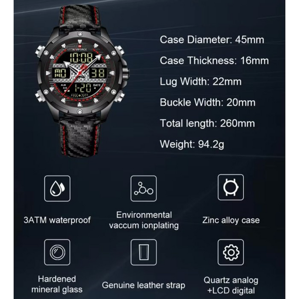 Мужские тактические часы Naviforce Set Present подарочный набор, 2 ремешка 1886 фото