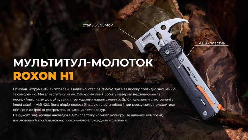 Мультитул-молоток Roxon H1, чорний Hum1 фото