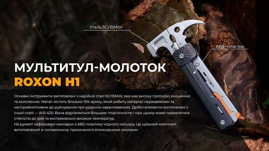 Мультитул-молоток Roxon H1, чорний Hum1 фото