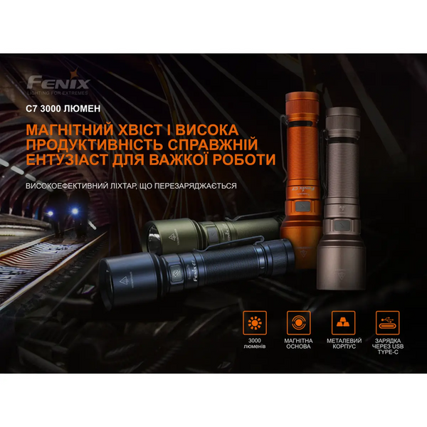 Фонарь ручной Fenix C7 оранжевый | Лимитированная серия C7orange фото