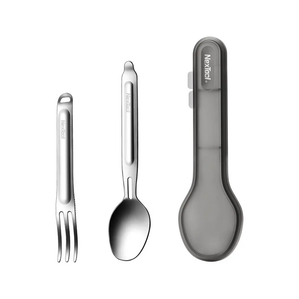 Туристический набор ложка-вилка NexTool Portable Stainless Steel Tableware с кейсом, нержавеющая сталь NE20133 фото