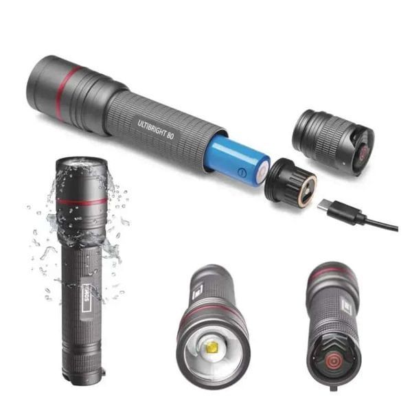 Фонарь аккумуляторный Emos P3180 Ultibright 80 600 Lm 2600 mAh металл фокус P3180 фото