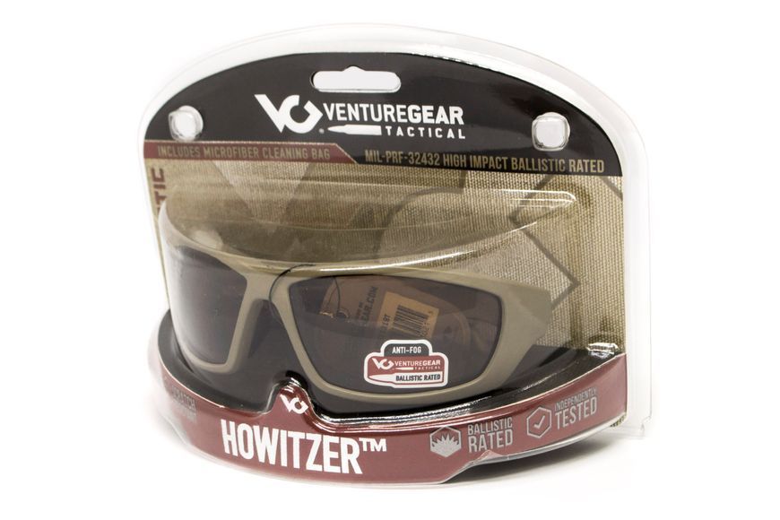 Захисні окуляри Venture Gear Tactical Howitzer Black (forest gray) Anti-Fog, чорно-зелені в чорній оправі VG-HOWIBK-FGR1 фото