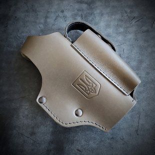 Кожаная кобура поясная под HK VP9 | цвет олива с гербом Украины HK006 фото