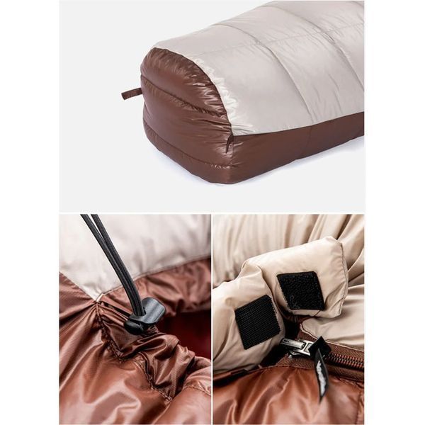 Спальник з натуральним пухом Naturehike Snowbird NH20YD001,p-р L, коричневий 560 г 6927595761298 фото