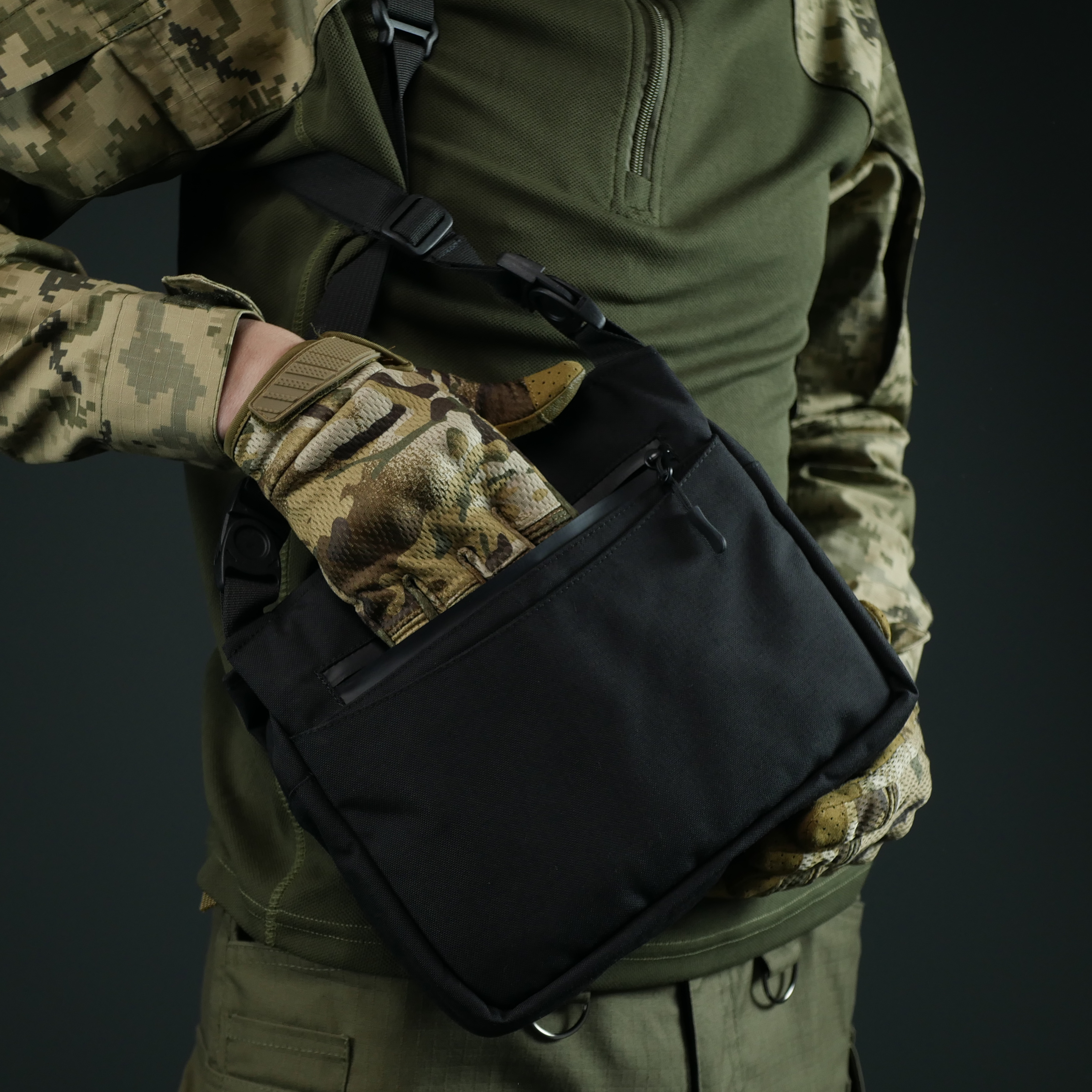 Смарт-сумка через плече Kiborg Tactic city bag Чорна, фото 8