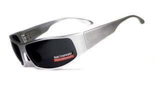 Окуляри захисні Global Vision BAD-ASS-1 Silver (gray) чорні в металевій оправі 1БЕД1-СМ20 фото