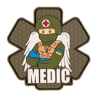 ПВХ патч (шеврон) "Военный медик" олива BE-016 фото