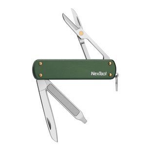 Мультитул зеленый NexTool Mini Pocket Knife с ножницами и напильником алюминиевый. NE0143 фото