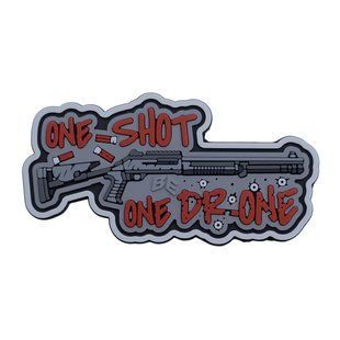 ПВХ Патч (шеврон) &laquo;One Shot - One  Drone&raquo; (сірий) ВЕ-703-4 фото