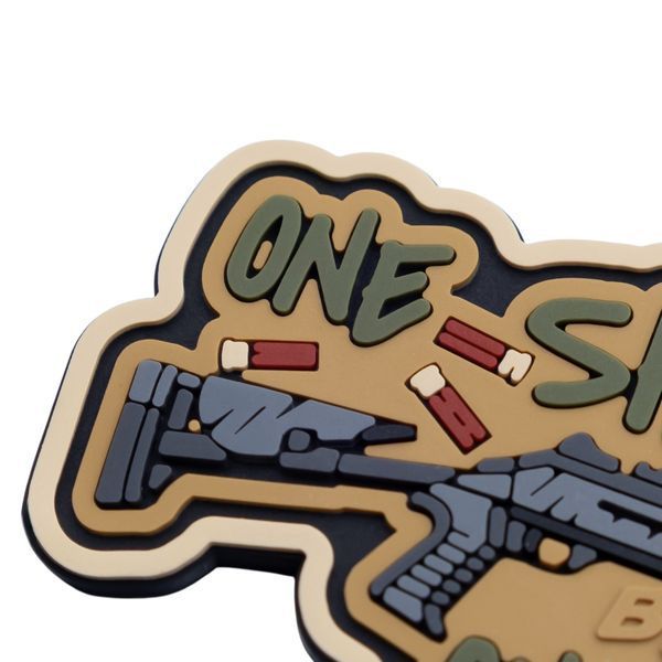 ПВХ Патч (шеврон) &laquo;One Shot - One  Drone&raquo; (койот) ВЕ-703-2 фото