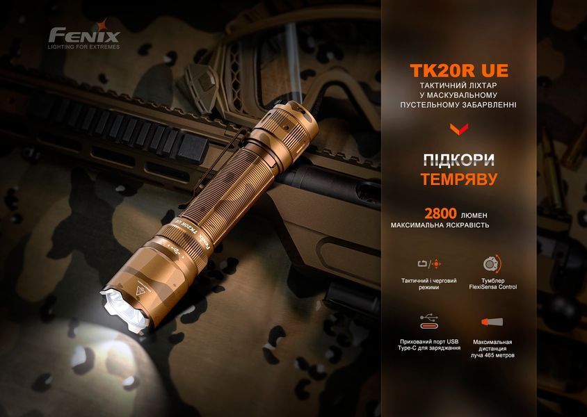 Ліхтар тактичний Fenix TK20R UE, камуфляж TK20RUEcamo фото