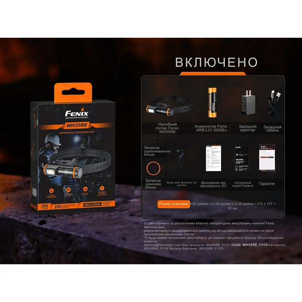 Налобний ліхтарик Fenix WH35RE (стандартами IECEx, ATEX та GRGT) WH35RE фото