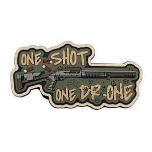 ПВХ Патч (шеврон) &laquo;One Shot - One  Drone&raquo; (олива) ВЕ-703-3 фото