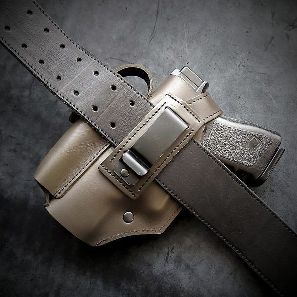 Кожаная кобура поясная под Glock 19| тёмная олива GL19003 фото