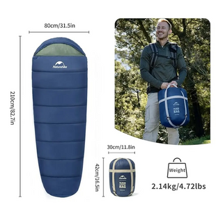 Спальный мешок Naturehike MJ600 с капюшоном, зимний, темно-голубой 6976507663977 фото