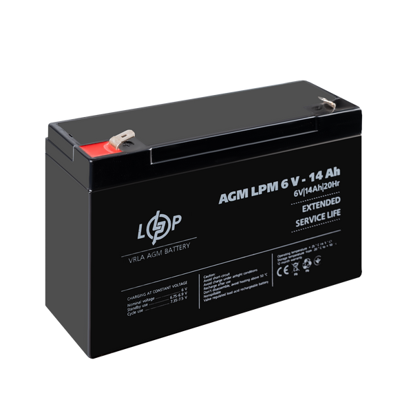 Акумулятор AGM LPM 6V - 14 Ah LP4160 фото