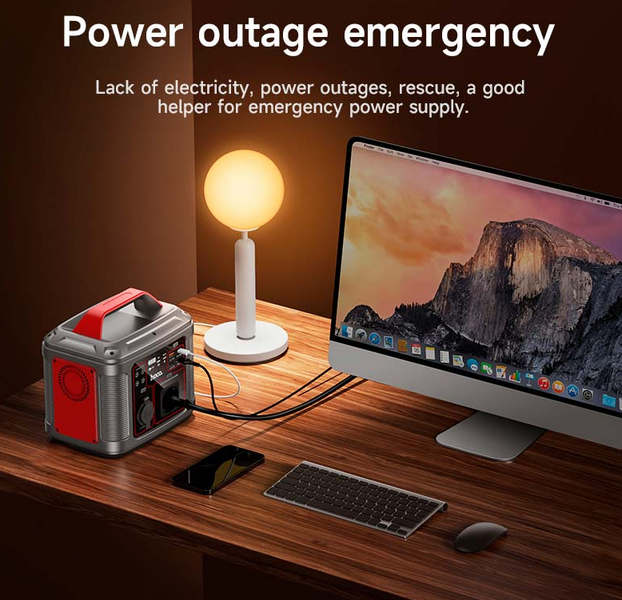 Портативна зарядна станція HOCO DB28 300W 80000 mAh Iron Gray+Red DB28 фото