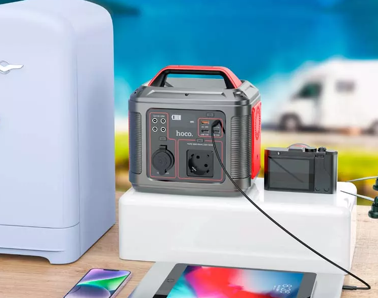 Портативна зарядна станція HOCO DB28 300W 80000 mAh Iron Gray+Red DB28 фото