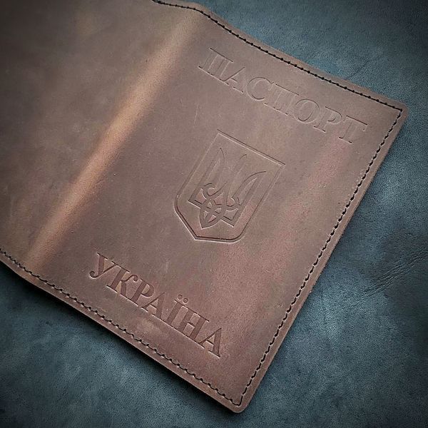 Обложка на паспорт с гербом Украины |коричневая OB002 фото