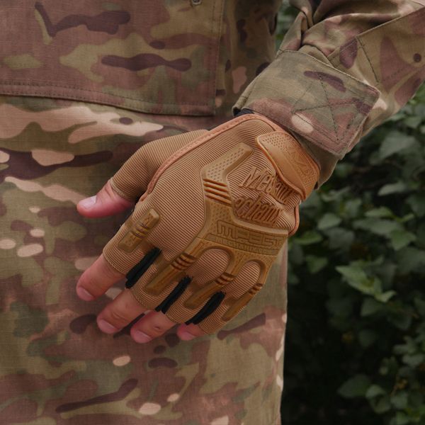 Безпалі Рукавиці койот з гумовим демпфером Mechanix 1619 фото