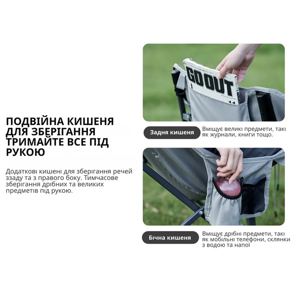 Стул складной туристический Naturehike CNK23JU0001, стальной каркас, ткань Oxford, темно-зеленый 6976023929724 фото