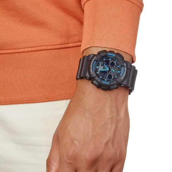 Годинник Casio G-SHOCK GA-100 - чорний/синій 2397-T фото