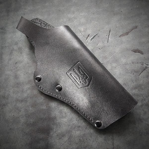 Кожаная кобура поясная под Colt| чёрная с гербом Украины Colt001 фото