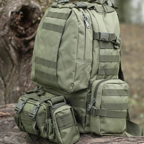 Тактический рюкзак Molle Assault 55л + (3 органайзера) Олива 6026-О фото