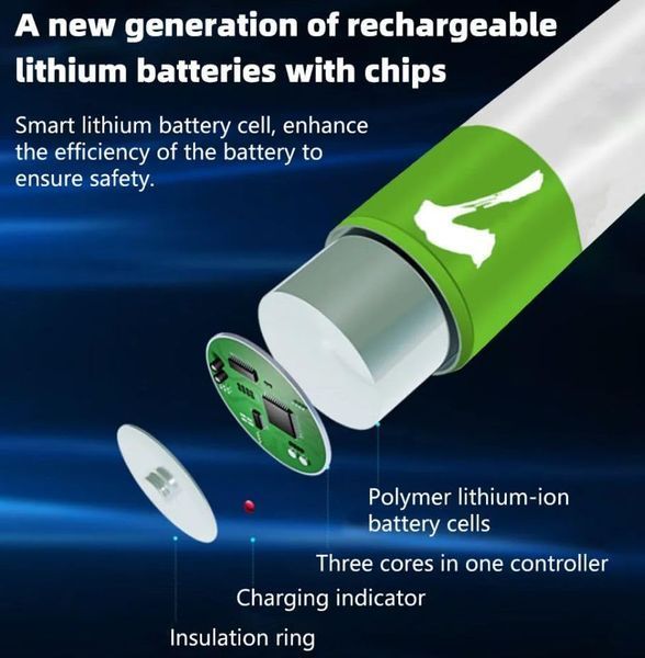 Комплект 4 шт. аккумуляторные батареи Smartoools AAA 500 mah + зарядка Type-C (Зеленый) 45954 фото