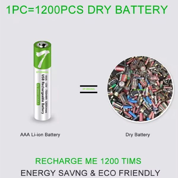 Комплект 4 шт. аккумуляторные батареи Smartoools AAA 500 mah + зарядка Type-C (Зеленый) 45954 фото