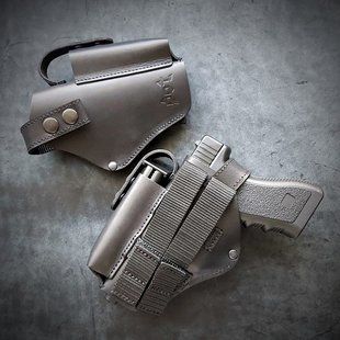 Шкіряна кобура під GLOCK 17 на MOLLE, чорна GL17006 фото