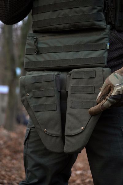 Потрійний захист паху/напашник Kiborg з балістичним захистом 2 клас Militex Хакі 17022-2-К фото