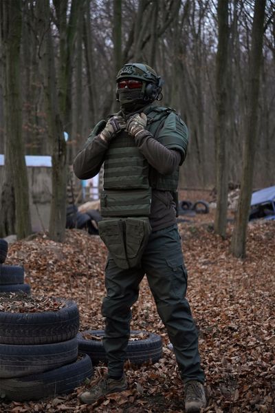 Потрійний захист паху/напашник Kiborg з балістичним захистом 2 клас Militex Хакі 17022-2-К фото