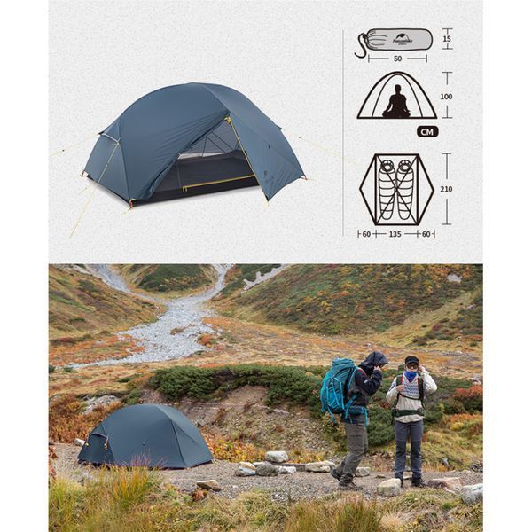 Намет двомісний ультралегкий Naturehike Mongar UL NH19M002-J, синій 6975641880998 фото