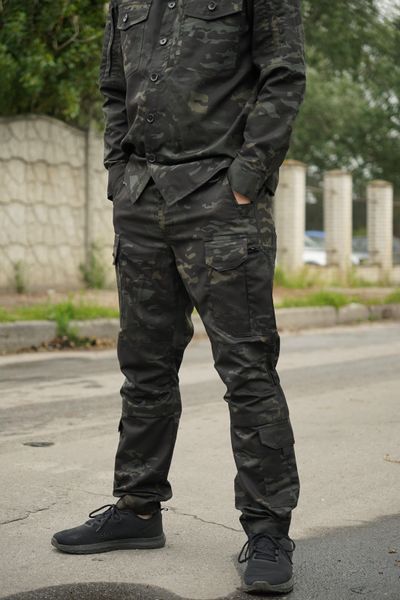 Тактичні штани UA Twill Black Multicam з посиленими колінами та 8 кишенями (S) 2235-S фото